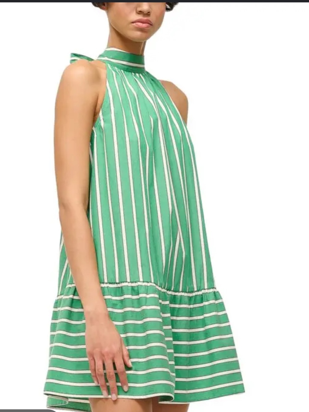 Christian Lacroix Green and White Striped Halter Kids Dress